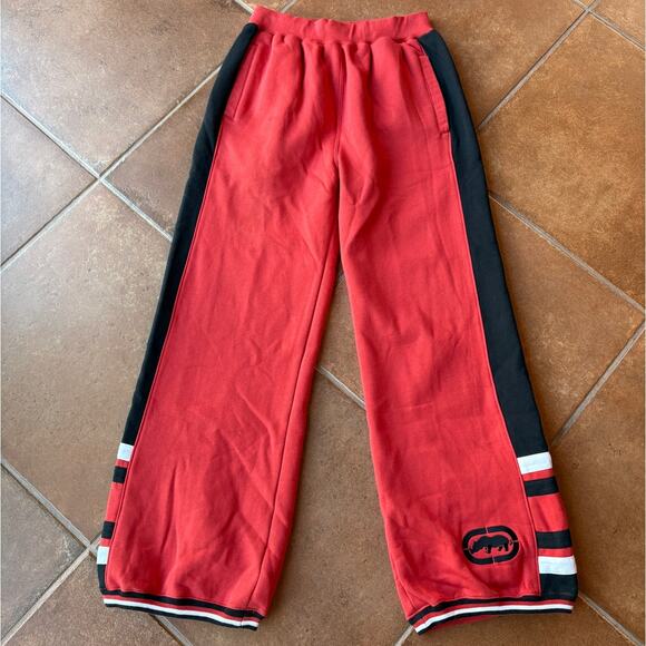 Ecko Unltd. Vintage Mens Red White and Black Wide Leg Sweatpants w Logo size S - Picture 1 of 10